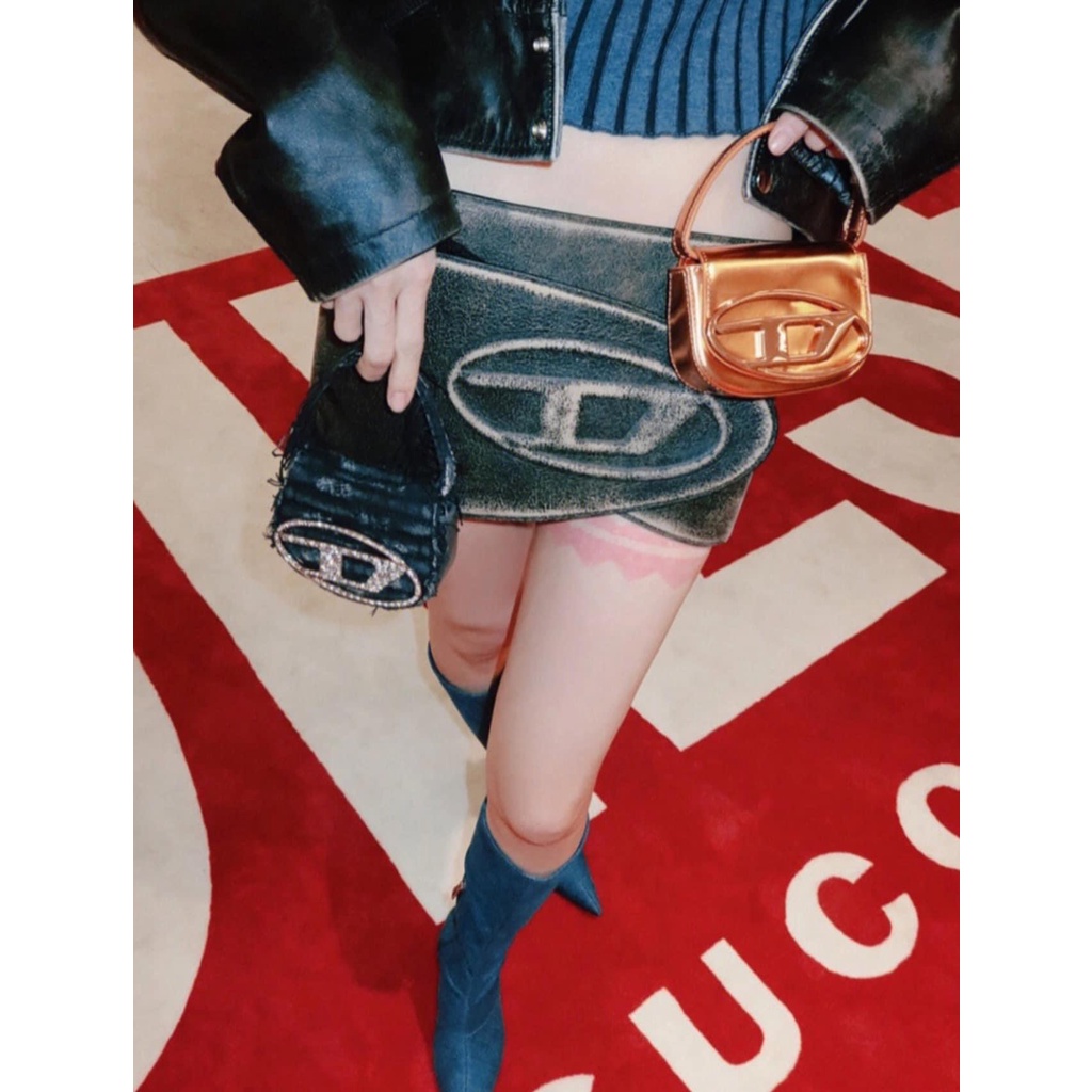 Túi xách vải bò denim mini Die.sel đính đá Mai Phuong Bui siêu hot hàng chuẩn đẹp