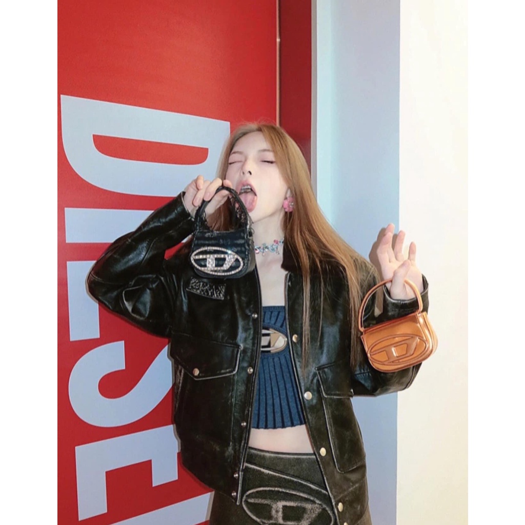 Túi xách vải bò denim mini Die.sel đính đá Mai Phuong Bui siêu hot hàng chuẩn đẹp
