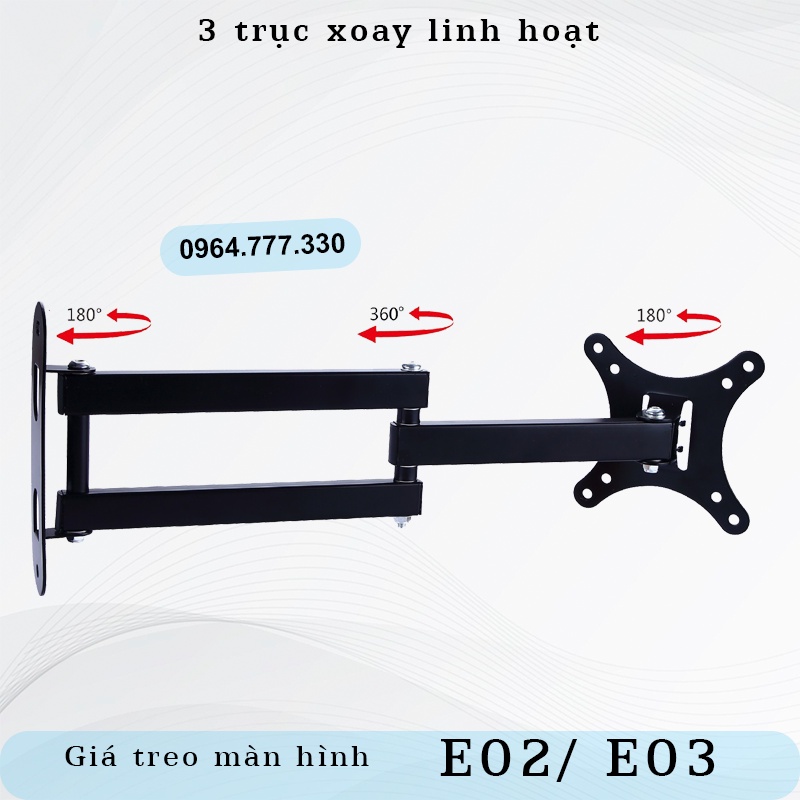 E02 Erogtek – Giá treo màn hình máy tính/Tivi - Xoay đa năng/ trái-phải 180độ – Gắn tường   Rẻ hơn P4