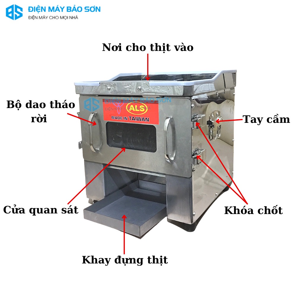 MÁY THÁI THỊT TƯƠI SỐNG THAY DAO ALS 950 LOẠI 1 CỬA DAO  2mm 2.5mm 3.5mm 5mm 7mm Công suất 850w BẢO HÀNH 12 THÁNG