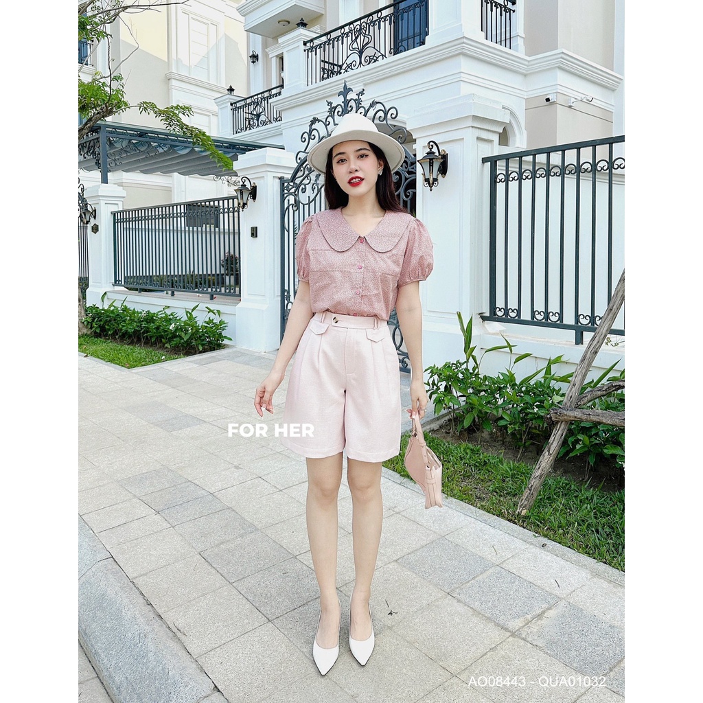Quần short túi nắp lưng thun ống rộng QUA0103