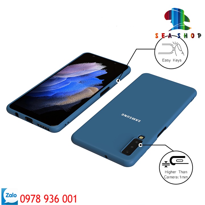 Ốp lưng chống bẩn Samsung A7 2018 SM-A750 - Viền nhựa dẻo- Bên trong có lớp nhung bảo vệ-Kính cường lực 21D full màn