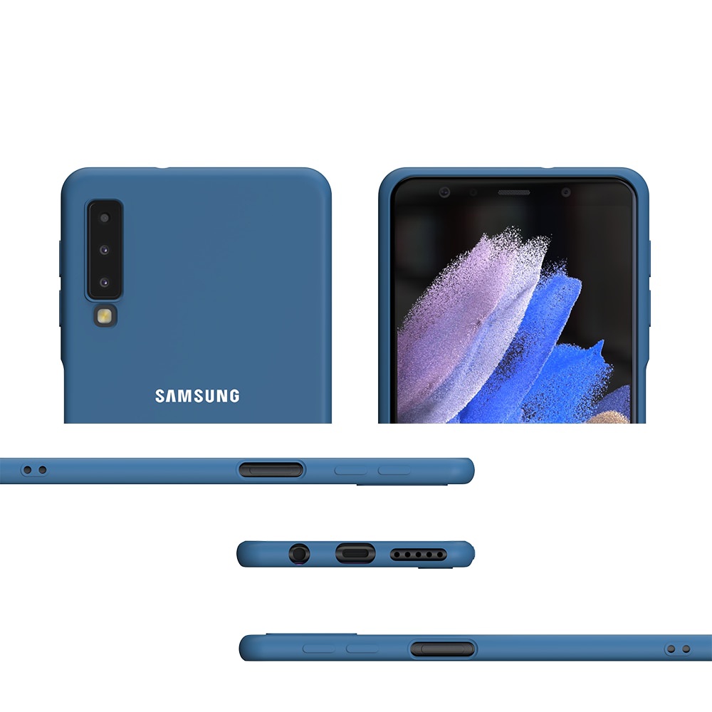 Ốp lưng chống bẩn Samsung A7 2018 SM-A750 - Viền nhựa dẻo- Bên trong có lớp nhung bảo vệ-Kính cường lực 21D full màn