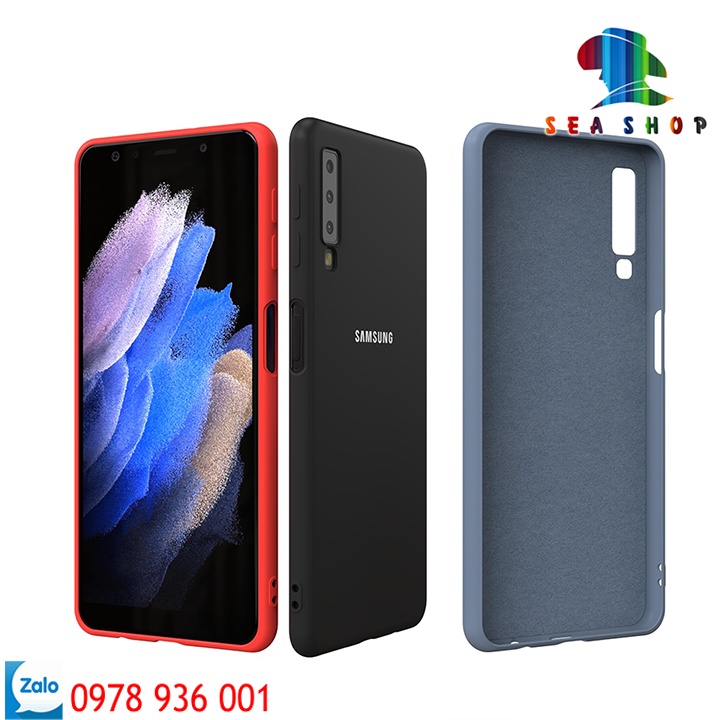 Ốp lưng chống bẩn Samsung A7 2018 SM-A750 - Viền nhựa dẻo- Bên trong có lớp nhung bảo vệ-Kính cường lực 21D full màn