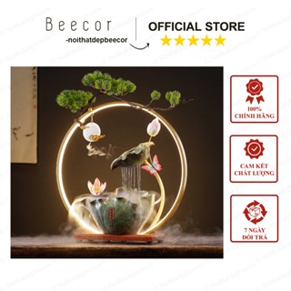 Thác Khói Trầm Hương Hoa Sen Đèn Led - Mẫu Màn Mưa Nước Chảy - Hàng Nhập Khẩu Decor Cao Cấp [Kèm Máy Phun Sương]