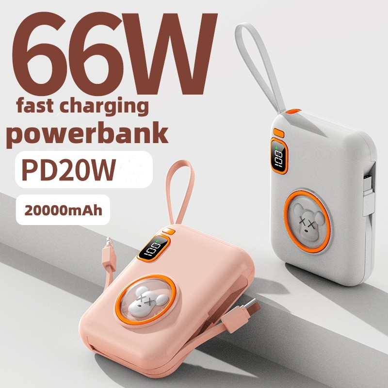Pin Sạc Dự Phòng Nhanh DX132 66W / PD20W 20000mAh Dung Lượng Lớn Họa Tiết Hoạt Hình Mới