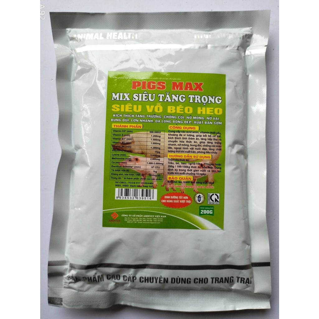 1 gói 200g Siêu tăng trọng, siêu vỗ béo heo PIGS MAX Mix
