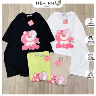 [ Rẻ Vô Địch ] Áo Thun Form Rộng Cotton Khô 3158 In Hình Gấu Hồng Lotso 4