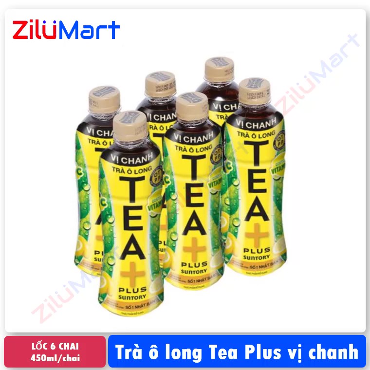 Trà ô long Tea Plus vị chanh (lốc 6 chai) loại 450ml