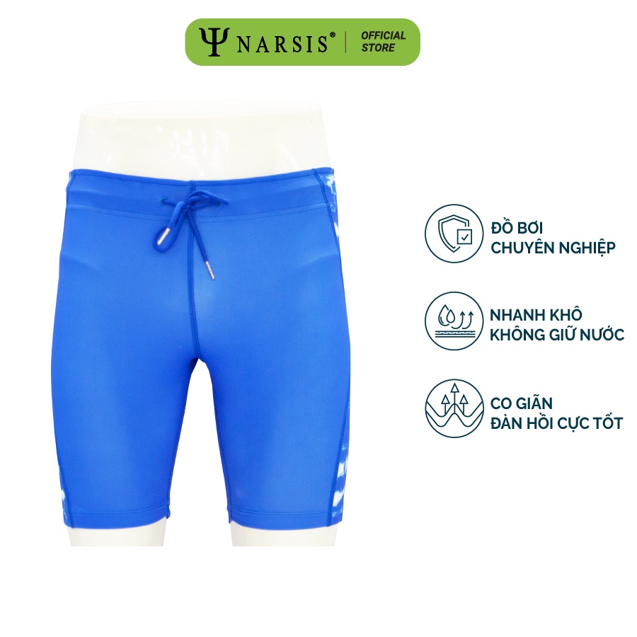Quần Bơi Nam Chuyên Nghiệp Dáng Lửng BIGSIZE Narsis 2 Màu Xanh Ghi 2 Lớp Co Giãn 4 Chiều Thoải Mái Hoạt Động Q23004