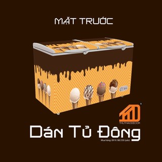 Decal dán tủ đông - mẫu kem - dán trang trí tủ lạnh