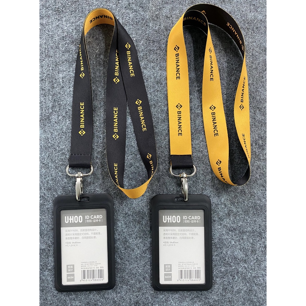 Bộ dây đeo thẻ Binance 2.5cm , Dây đeo thẻ Crypto , Dây đeo thẻ Bitcoin có bao đựng thẻ