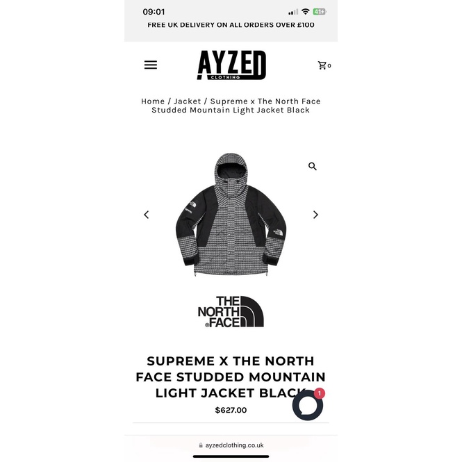 Áo khoác Supreme x The North Face Studded Mountain Light Jacket