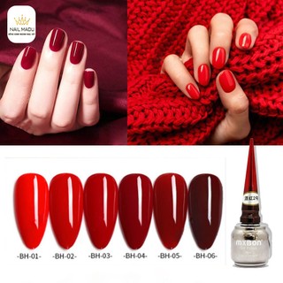 Sơn gel Mxbon chính hãng tone đỏ 6 màu tôn da, chất gel đậm đặc lên chuẩn màu (lẻ 1 màu)
