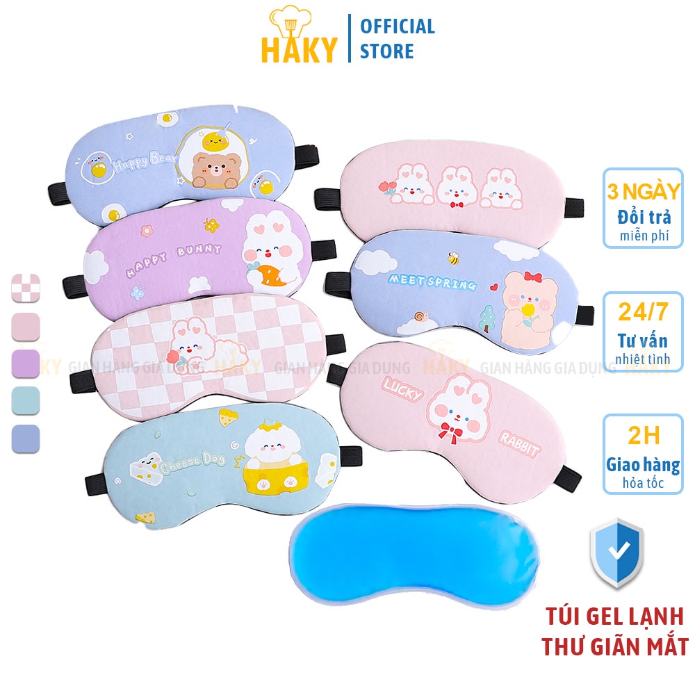 Bịt mắt ngủ có túi gel massage giúp thư giãn mắt, che mắt chống chói khi ngủ, hình dễ thương HAKY058