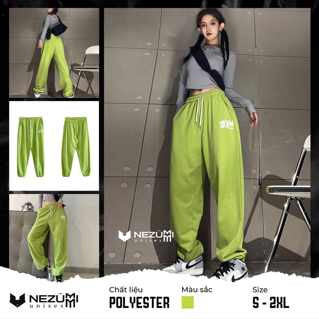 (Sẵn) Quần jogger xanh neon in chữ trắng sexy cá tính hip hop dance đường phố