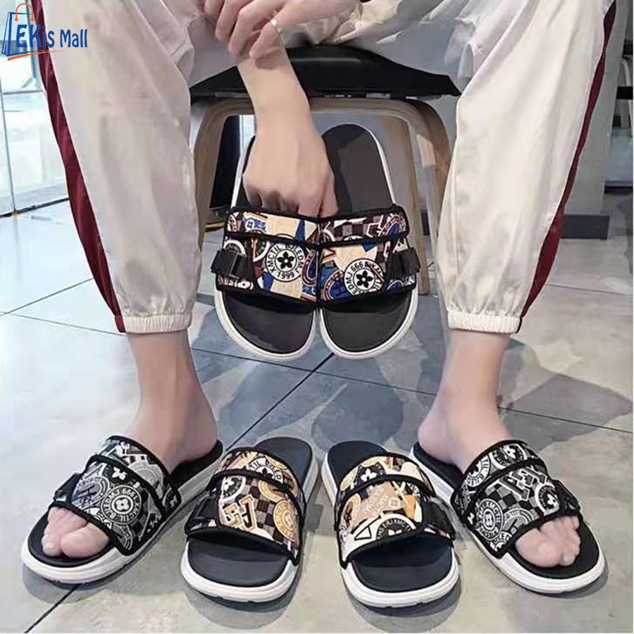 Dép quai ngang nam nữ unisex phong cách Hàn Quốc thời trang họa tiết trẻ trung bền đẹp