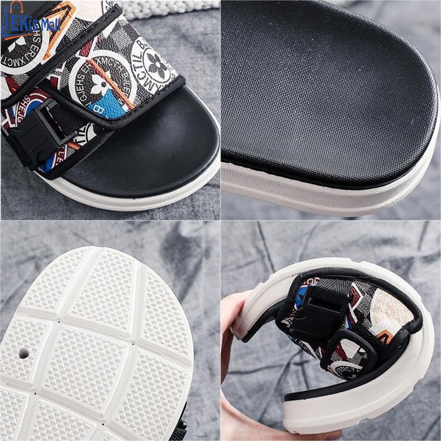 Dép quai ngang nam nữ unisex phong cách Hàn Quốc thời trang họa tiết trẻ trung bền đẹp