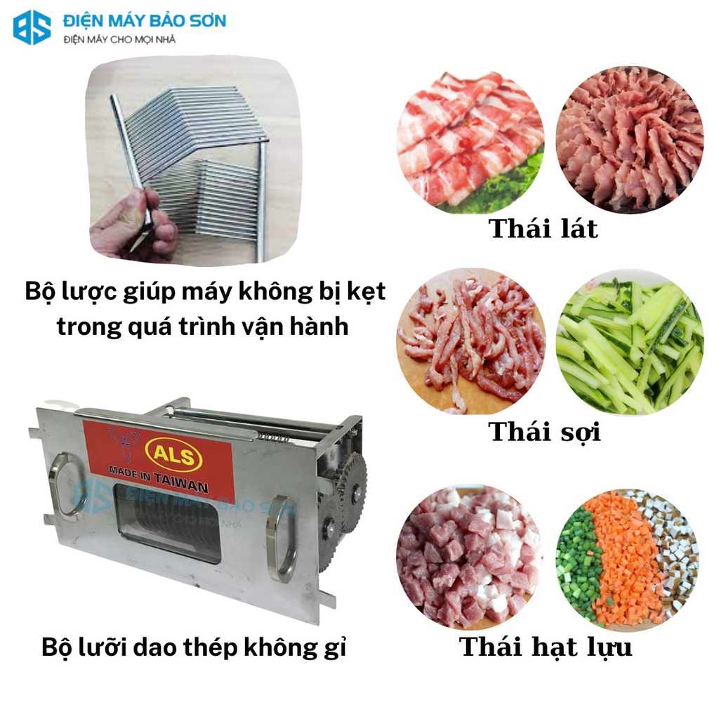 MÁY THÁI THỊT THAY DAO ALS-1100W CỠ DAO 2MM 2.5MM 3.5MM 5MM BẢO HÀNH 18 THÁNG