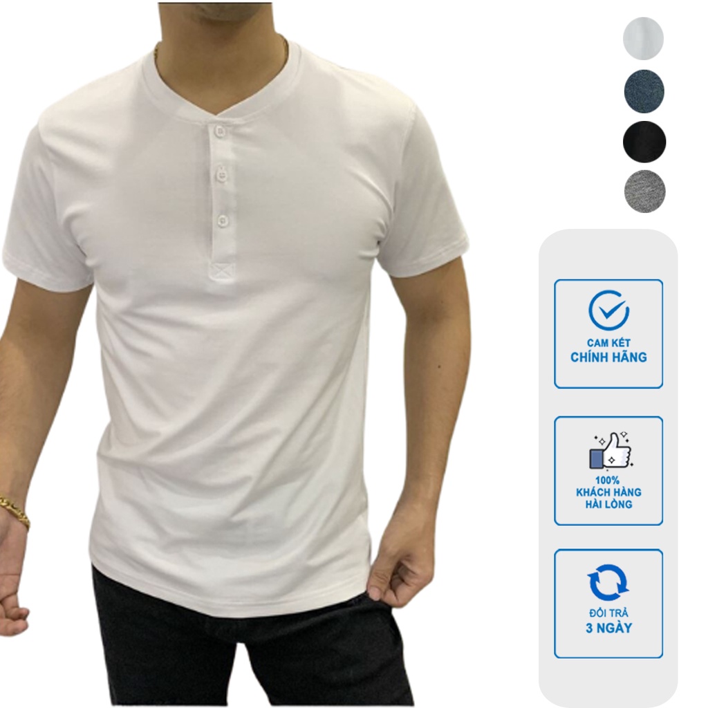 Áo nam ngắn tay, áo henley T-shirt chất liệu mát mẻ phong cách trẻ trung nam tính MANZO AL02