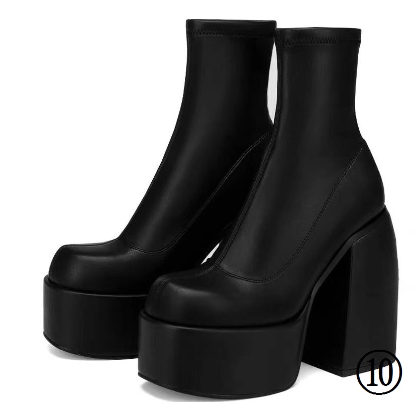 Giày Bốt Denim Cao Gót Mũi Vuông Chống Nước Thời Trang Âu Mỹ 2022 Cho Nữ