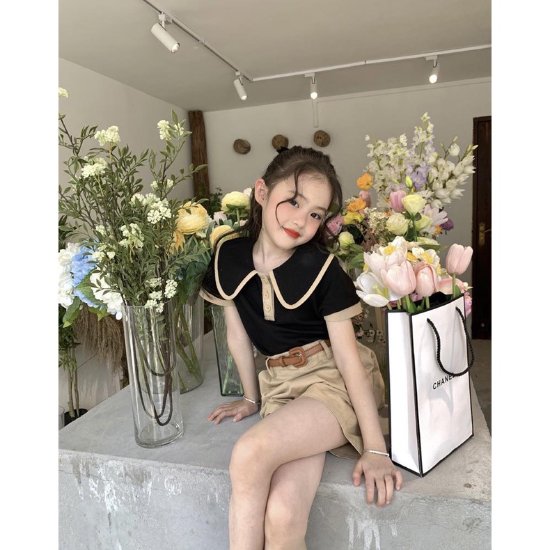 Set 2 chi tiết áo và quần lửng bé gái năng động mùa hè Danchau 217