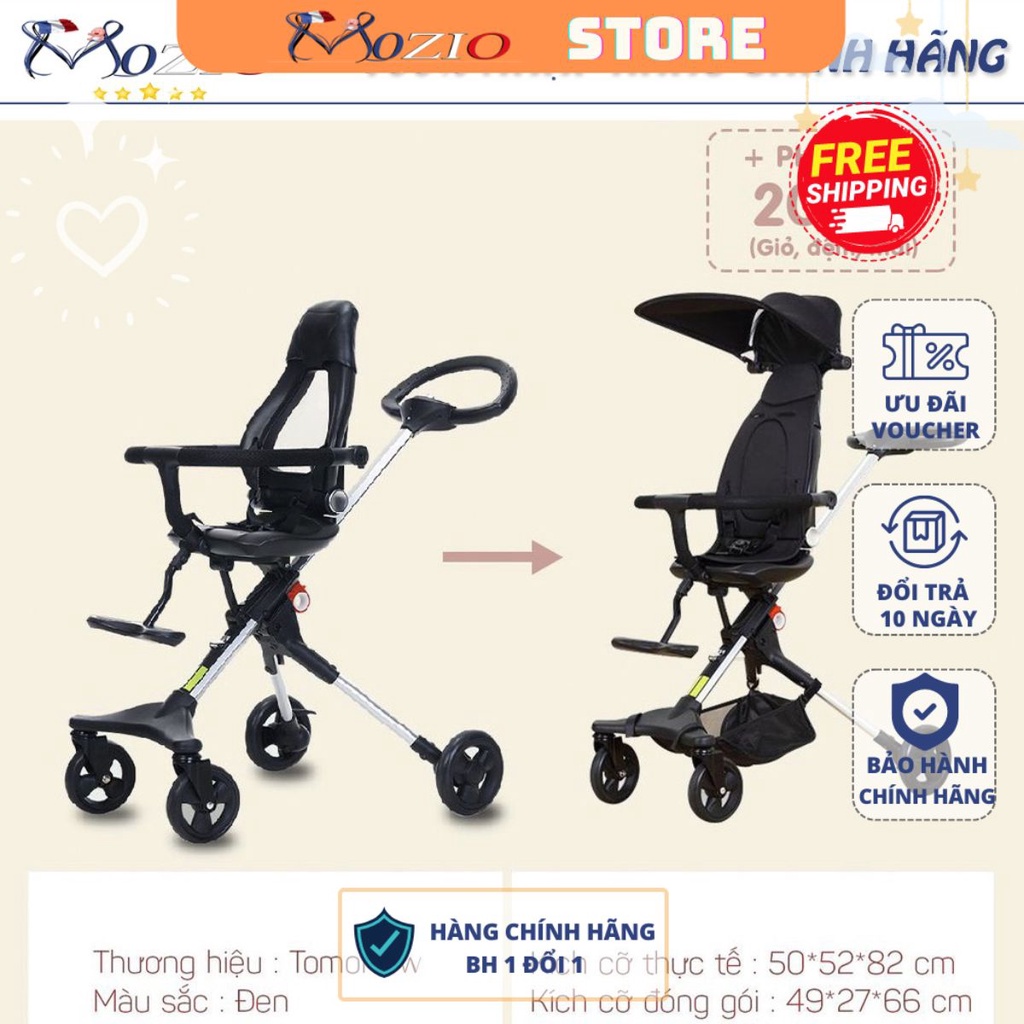 Xe đẩy 2 chiều TOMORROW SKY TW - 0205 gấp gọn, xoay chiều, có mái che, thoáng lưng cho bé | Xe đẩy gấp gọn du lịch