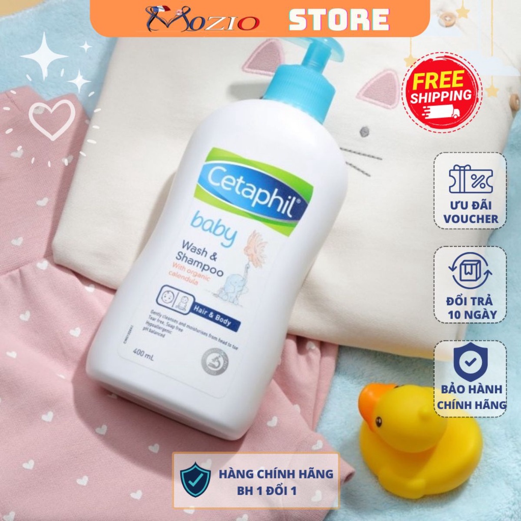 Sữa Tắm Gội Dịu Nhẹ Cho Bé Cetaphil Baby Gentle Wash &amp; Shampoo 400ml Chính Hãng, Sử Dụng Cho Trẻ Từ Sơ Sinh Mozio Store