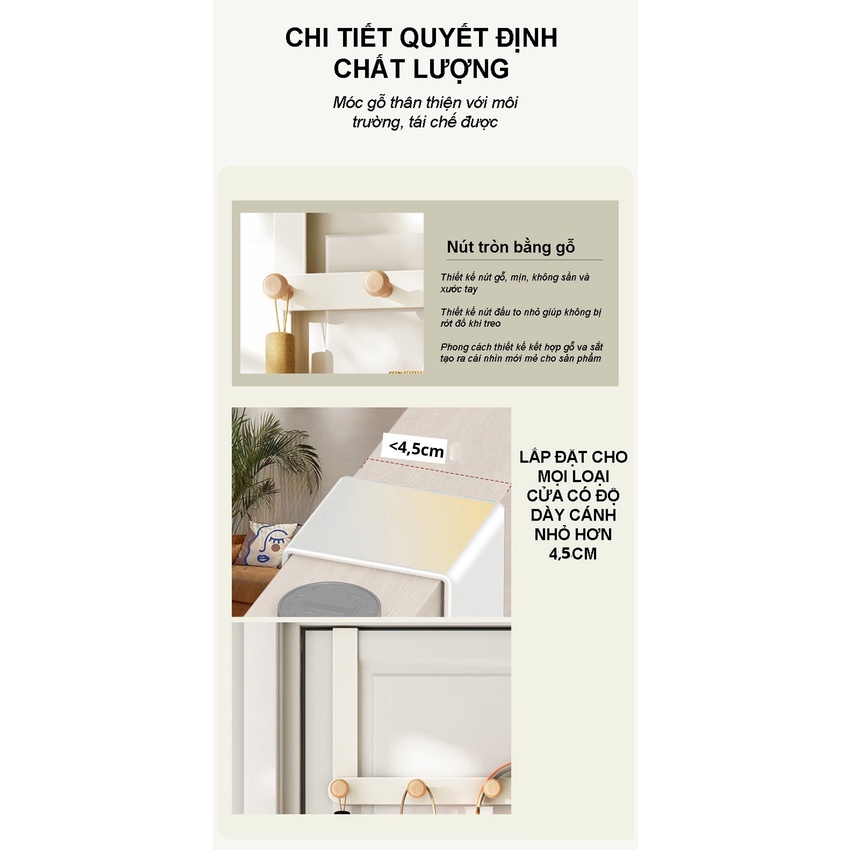 Giá treo Dola Home mốc cửa, móc vách ngăn để túi xách, quần áo, tai nghe kim loại sơn cao cấp