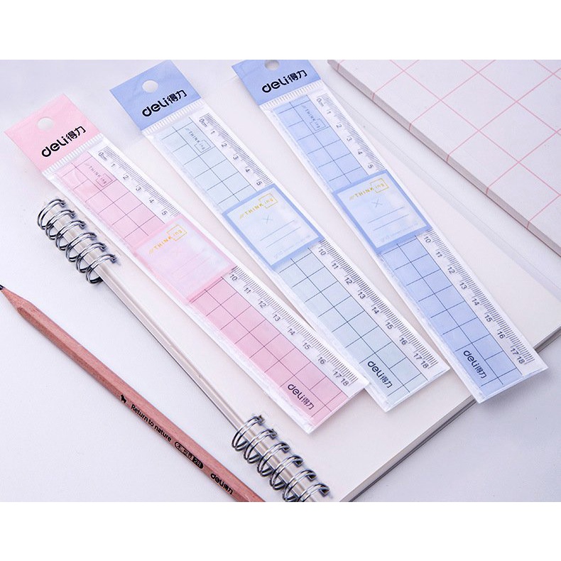 Thước Kẻ 18cm Trong Suốt Deli Bằng Nhựa Dành Cho Học Sinh