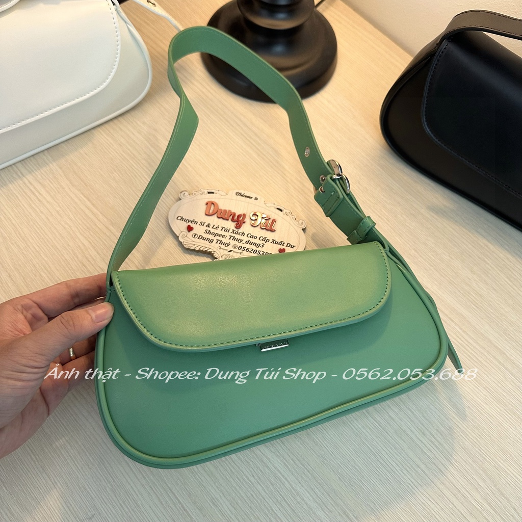 Túi nữ đeo vai size 25 nắp gập phần dây đeo có khóa hình bông hoa CK2-20782039 full màu