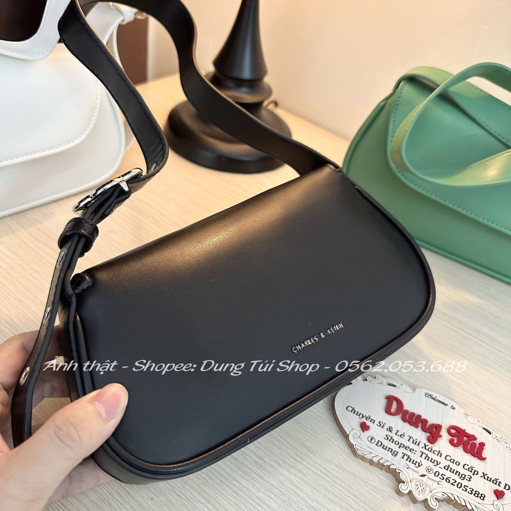 Túi nữ đeo vai size 25 nắp gập phần dây đeo có khóa hình bông hoa CK2-20782039 full màu