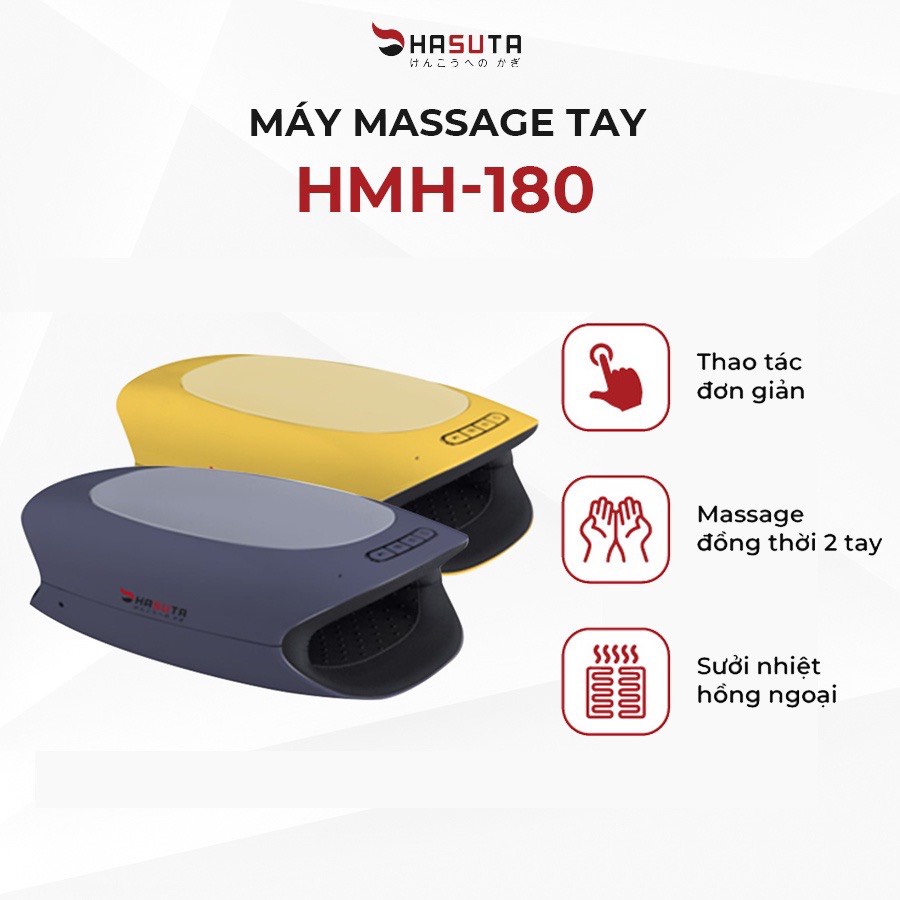 Máy massage tay HASUTA HMH-180 máy bấm huyệt mát xa bàn tay hoạt động bằng túi khí giảm mỏi cứng đờ, tê và chuột rút tay