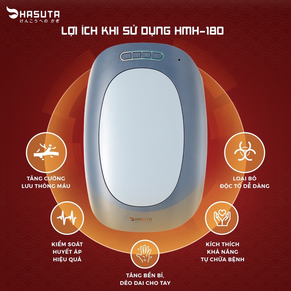 Máy massage tay HASUTA HMH-180 máy bấm huyệt mát xa bàn tay hoạt động bằng túi khí giảm mỏi cứng đờ, tê và chuột rút tay
