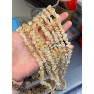 Đá vụn lỗ Thạch anh vàng citrine handmade vòng tay custom