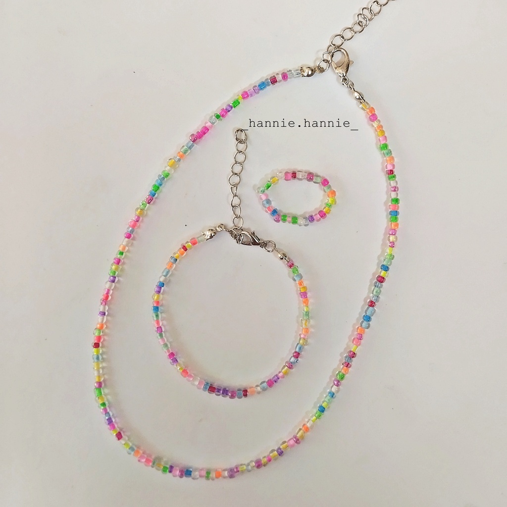 Set hạt cườm mix ngẫu nhiên - Combo vòng cổ vòng tay nhẫn handmade dành cho nữ