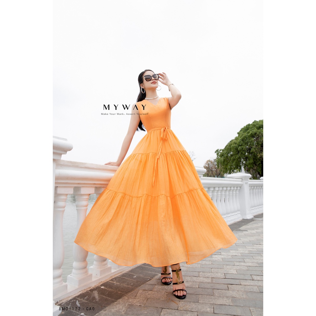 Đầm Maxi Nữ My Way Đi Du Lịch Cổ V Không Tay Cao Cấp 8MD1172