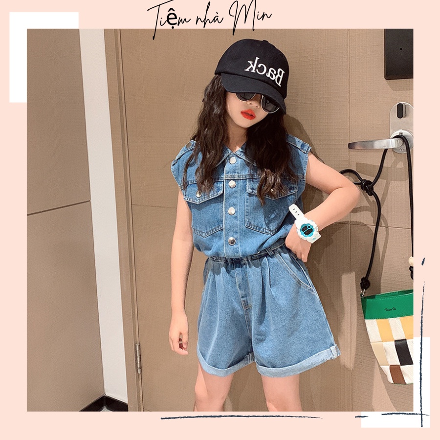 (ẢNH THẬT) SET DENIM GIẢ JUMPSUIT SIÊU XINH CHO BÉ GÁI TỪ 3 ĐẾN HƠN 15 TUỔI HÀNG QCCC LOẠI 1 CHẤT ĐẸP A0122