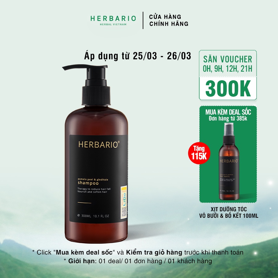 Dầu gội vỏ bưởi và bồ kết Herbario 300ml