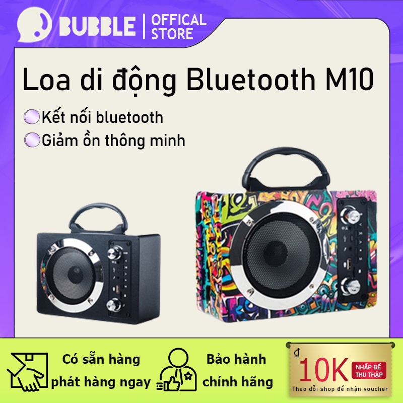 Loa Bluetooth Bass Cực Mạnh Loa Bluetooth Không Dây M10 Họa ,Họa Tiết Graffiti Có Thẻ Nhớ SD Di Động loa Ngoài Trời
