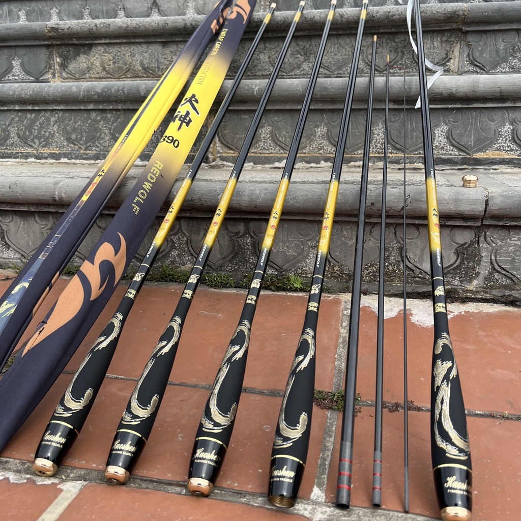 Cần câu tay Sói Vàng Độ Cứng 4H Chuyên Gẩy Rô Diếc Tạo Cảm Giác Tặng Ngọn