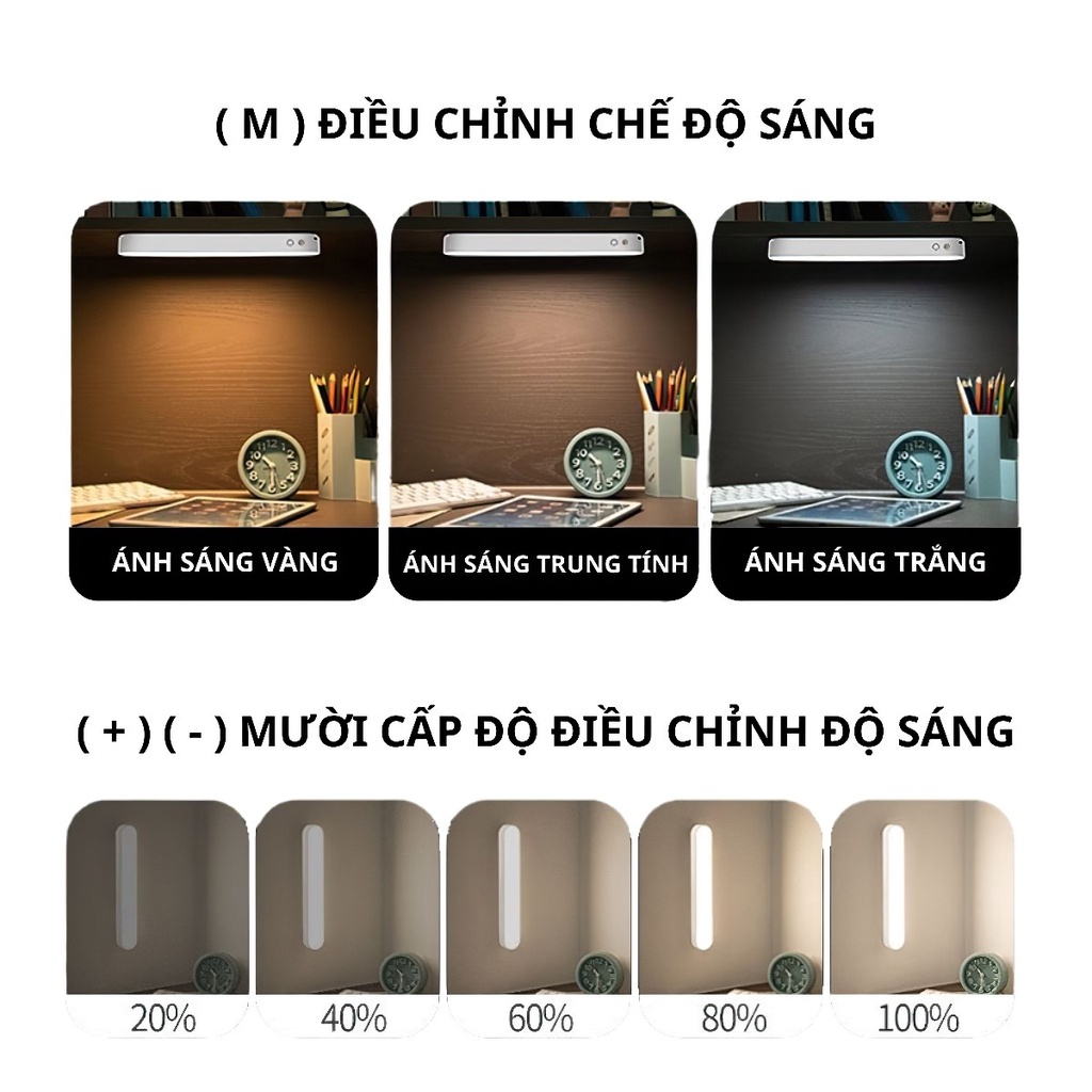 6000mah Đèn Tuýp Led Cảm Ứng Tích Điện Đa Năng 3 Chế Độ Sáng Có Remote, Để Bàn Học Bảo Vệ Mắt, Gắn PHÒ