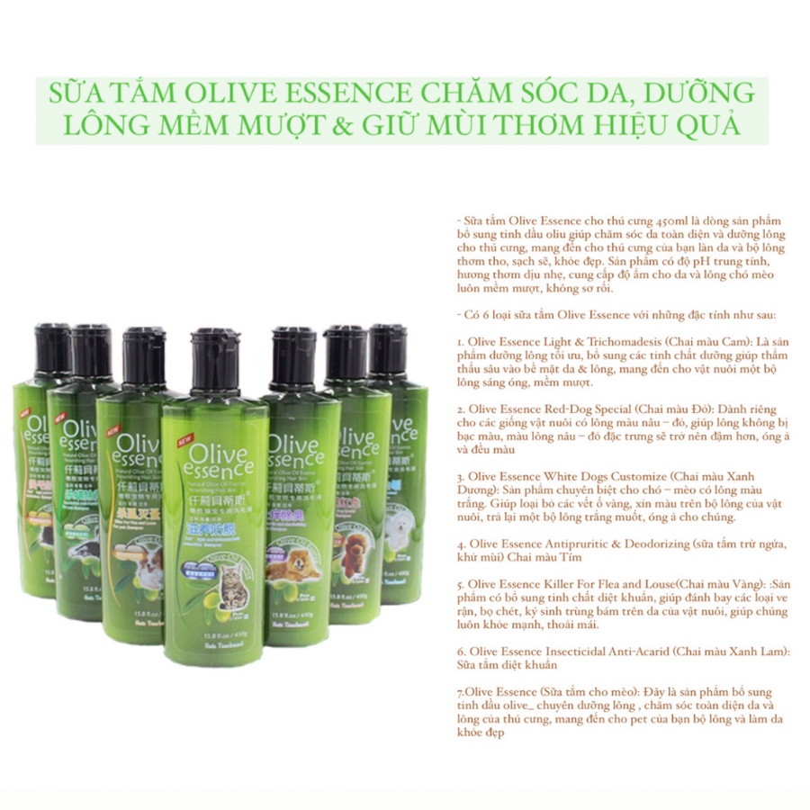 Sữa tắm dành cho chó mèo Olive 450ml