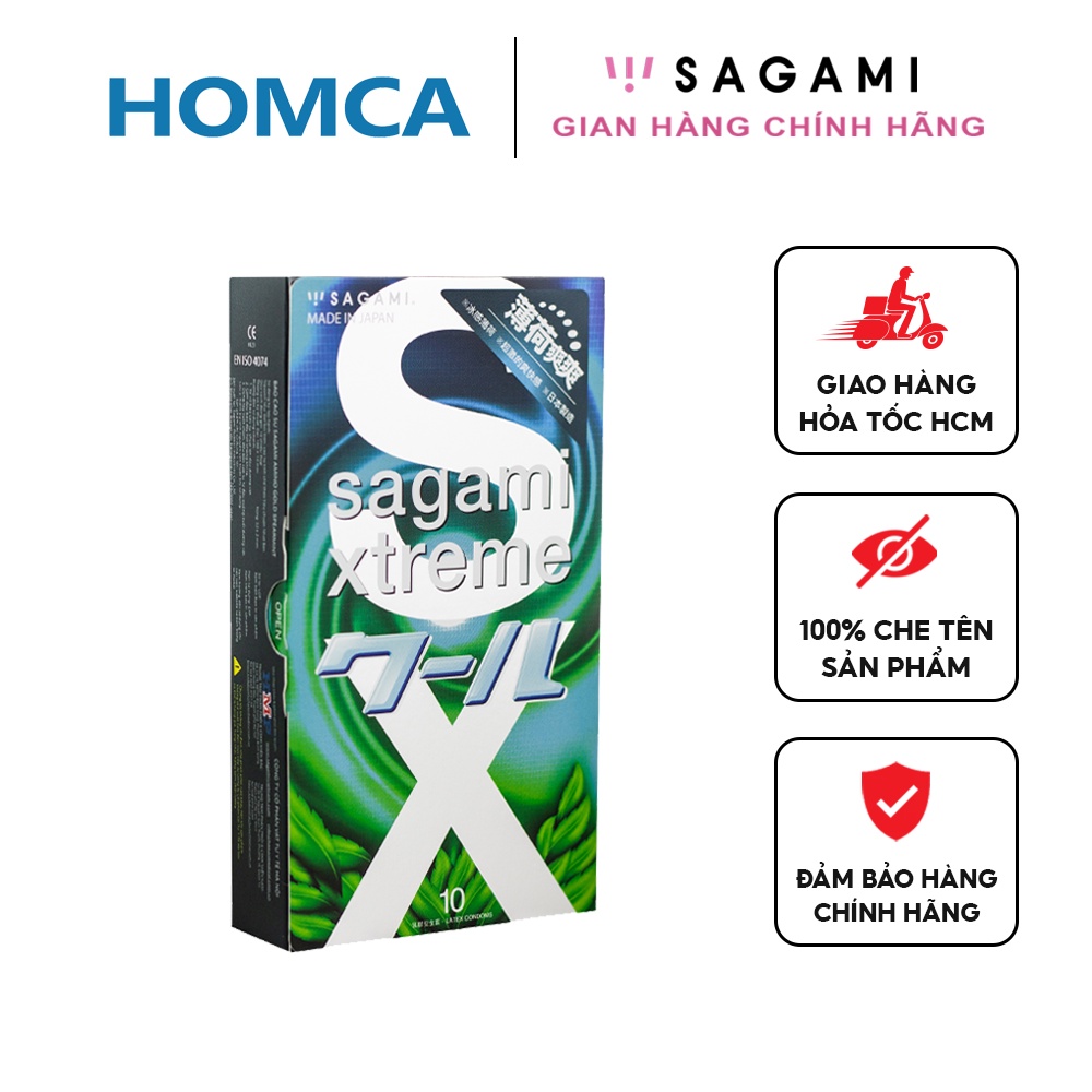 Bao cao su - Sagami Spearmint trơn, hương bạc hà - kéo dài thời gian - 01 hộp