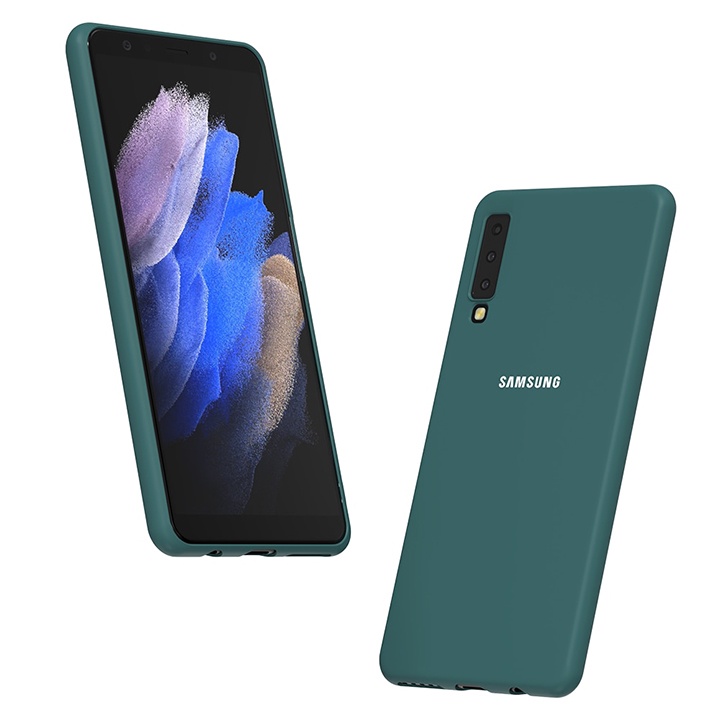 Ốp lưng chống bẩn Samsung A7 2018 SM-A750 - Viền nhựa dẻo- Bên trong có lớp nhung bảo vệ-Kính cường lực 21D full màn