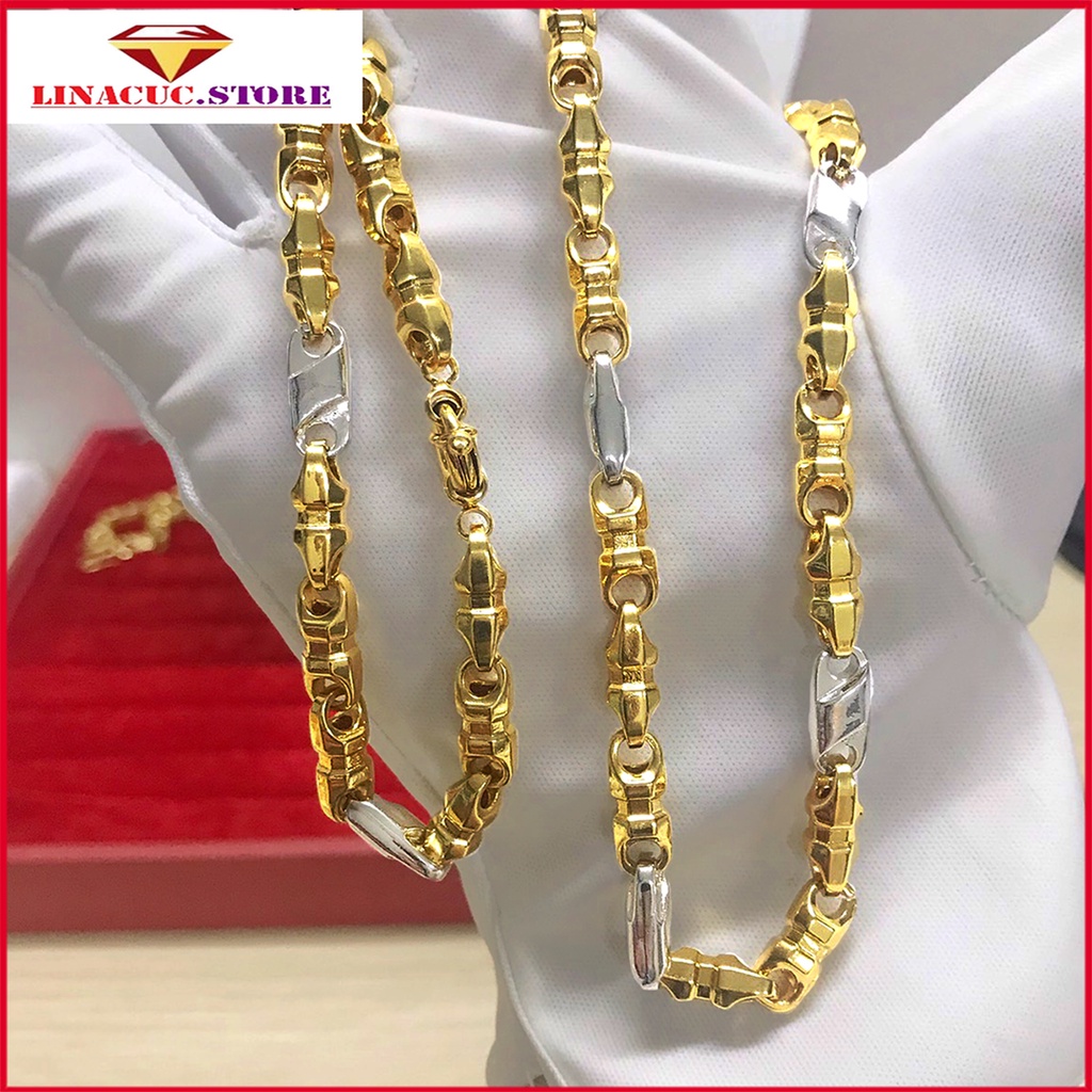 Dây chuyền nam trang sức vòng cổ 2 màu titan mạ vàng 18k. Đẳng cấp - sang trọng. phù hợp đi dự tiệc và đi dạo phố