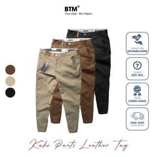Quần kaki slimfit phối tag da btm - 27.476 - btm studios