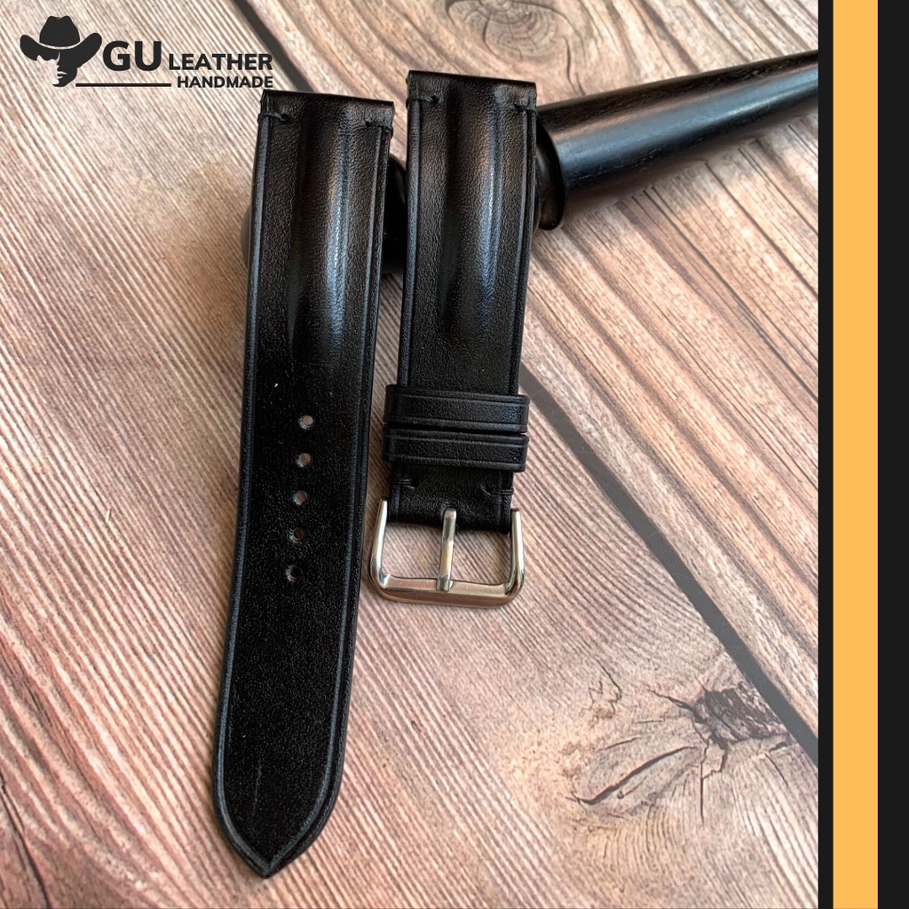 Dây da đồng hồ handmade chất liệu da bò pullup nhập khẩu size dây 18/ 20/ 21/ 22/ 24mm - Gu Leather