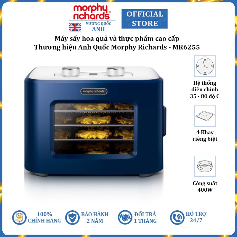 Máy sấy thực phẩm thương hiêu hiệu cao cấp Morphy Richards MR6255 400W (Bảo hành: 2 NĂM Chính Hãng)