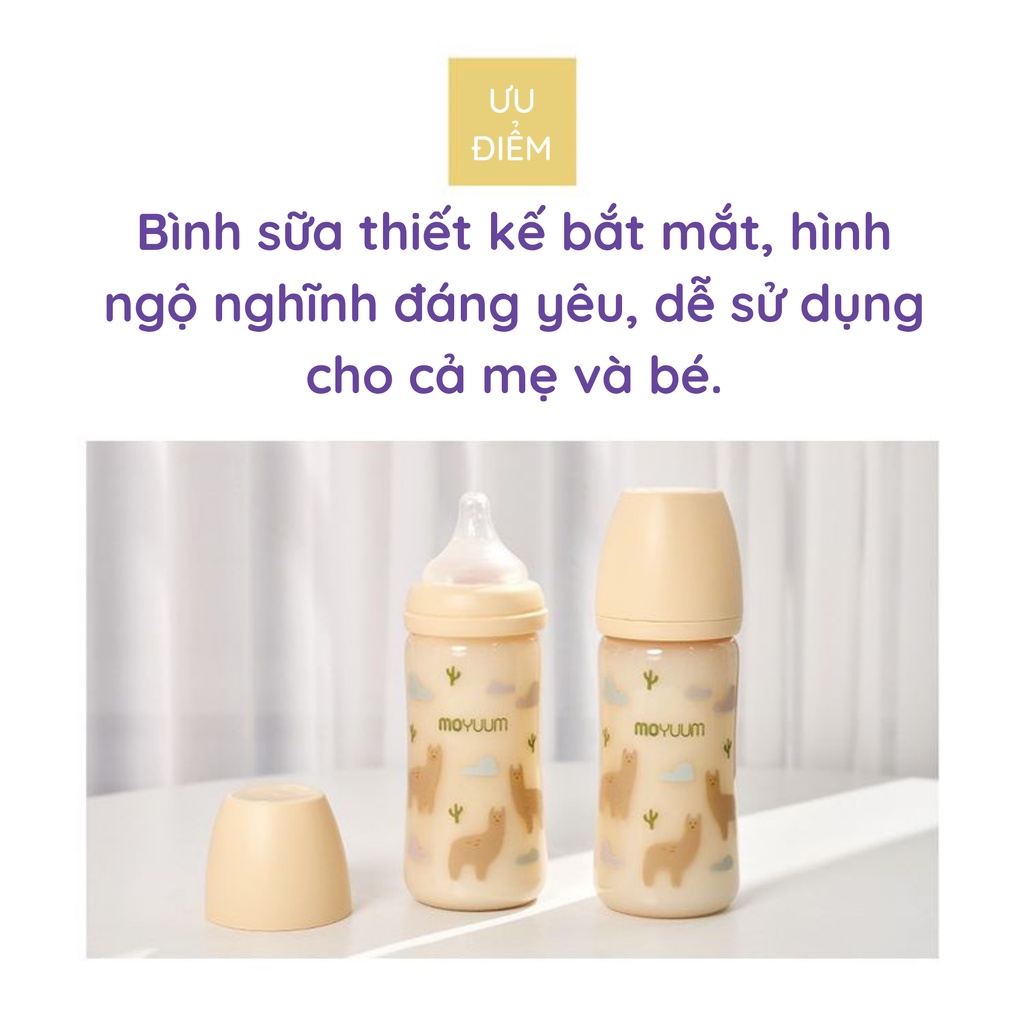 Bình Sữa Moyuum Nội Địa Hàn Quốc Hình Lạc Đà PP Bởi Ấm Baby Nhựa PPSU Silicon Siêu Mềm Cho Bé 170ml/ 270ml Ấm Gift Decor